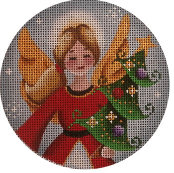 1037f Christmas Angel 4" Round 18 Mesh Rebecca Wood Designs !