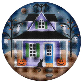 1032j Halloween cottage 4" Round 18 Mesh Rebecca Wood Designs!