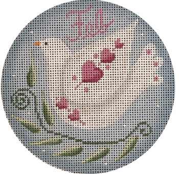 1035b February Bird 4" Round 18 Mesh Rebecca Wood Designs!