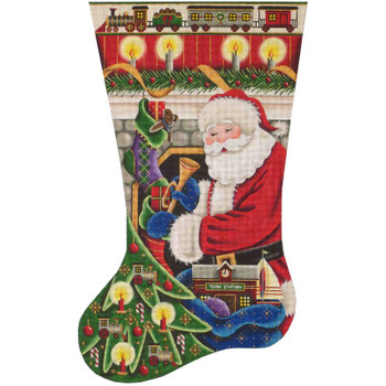 1324a  Filling stockings, boy 11" x 19" 13 Mesh Rebecca Wood Designs!