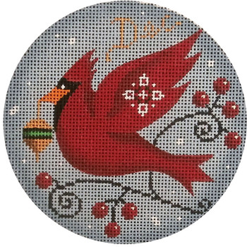 1035L December Bird 4" Round 18 Mesh Rebecca Wood Designs!