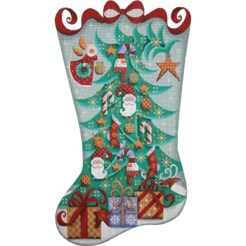 1364 Whimsical Stocking 11" x 19" 18 Mesh Rebecca Wood Designs!