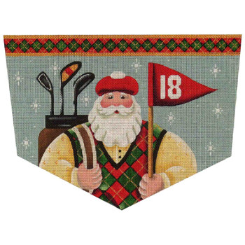 1421a Golfing Santa 8" x 11" 13 Mesh Rebecca Wood Designs!