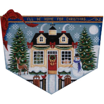 1455 Christmas cottage 8 x 11 18 Mesh Rebecca Wood Designs !