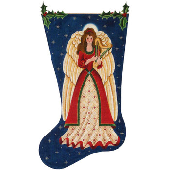 376a Christmas Angel 11" x 19" 18 Mesh Rebecca Wood Designs !