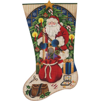 397d Fishing Christmas Stocking 11" x 19" 18 Mesh Rebecca Wood Designs!