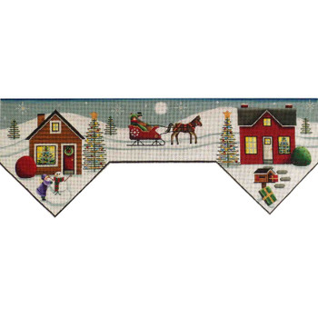400a1 Country Christmas Mantle 9" x 24" 13 Mesh Rebecca Wood Designs!