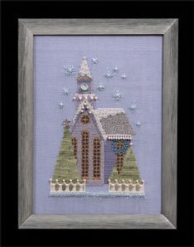 NC161 Nora Corbett Little Snowy Lavender Church Approximate design size 5.1" w x 7.5" h