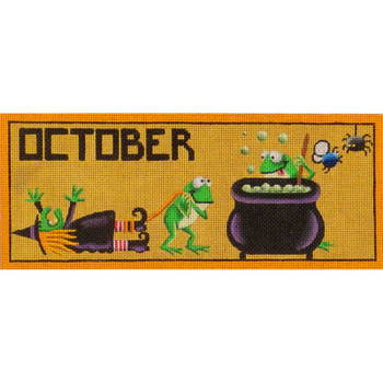 436j October Frogs 10.5" x 4.25" 18 Mesh Rebecca Wood Designs!