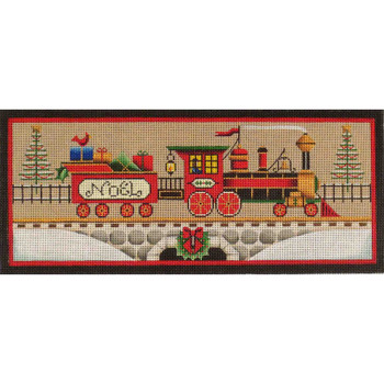 441c Christmas Train  14" x 6" 18 Mesh Rebecca Wood Designs!