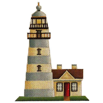 433g Blue Stripped Lighthouse 4" x 6" 18 Mesh Rebecca Wood Designs !