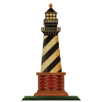 433e Stripped Lighthouse 4" x 6" 18 Mesh Rebecca Wood Designs !