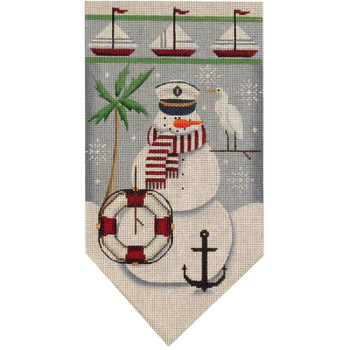 459h August Snowman Banner 5.5" x 10.5" 18 Mesh Rebecca Wood Designs!