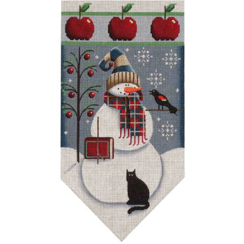 459i September Snowman Banner 5.5" x 10.5" 18 Mesh Rebecca Wood Designs!