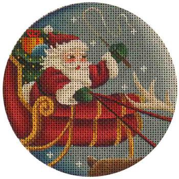 500f Santa & sled 4" Round 18 Mesh Rebecca Wood Designs!