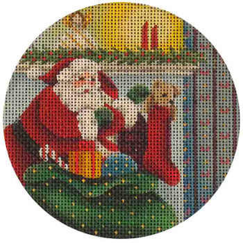 500h Santa & Toys 4" Round 18 Mesh Rebecca Wood Designs!