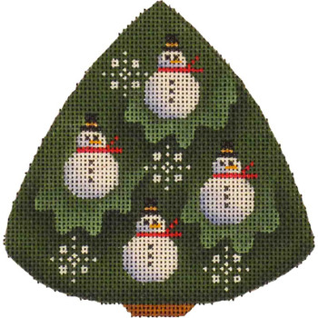 507a Snowman Tree 4" x 4" 18 Mesh Rebecca Wood Designs!