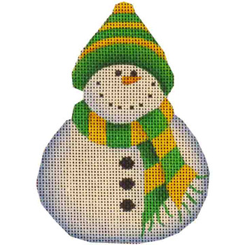 507m Green Cap Snowman 4" x 4" 18 Mesh Rebecca Wood Designs !