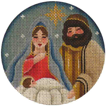 504a Mary, Joseph And Jesus 4" Round 18 Mesh Rebecca Wood Designs!