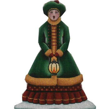 517a Victorian Caroler, Girl  5" x 8" 18 Mesh Rebecca Wood Designs!