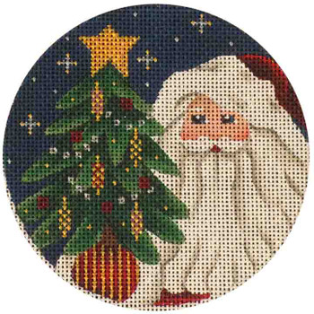 543a Old Father Christmas 4" Round 18 Mesh Rebecca Wood Designs !