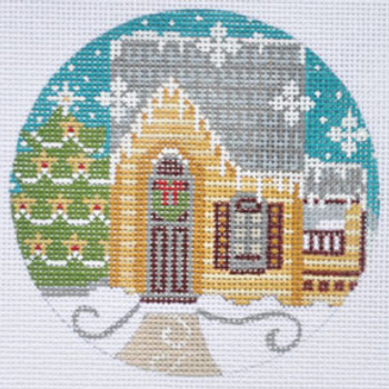 CH-295 Yellow House Ornament 4" Round 18 Mesh Danji Designs CH Designs