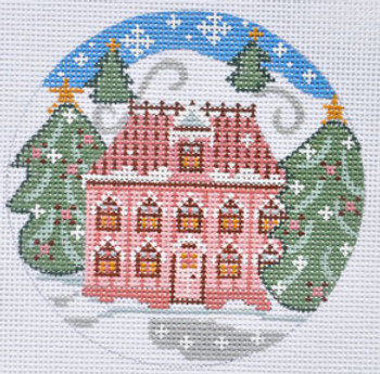 CH-296 Pink House Ornament 4" Round 18 Mesh Danji Designs CH Designs