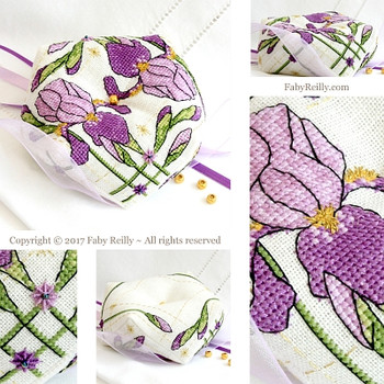 Purple Iris Biscornu Faby Reilly Designs FRD-PIB 