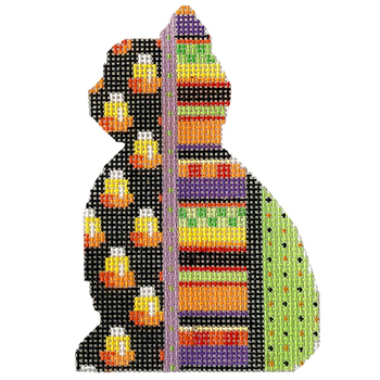 EE-1304 Striped Candy Corn Cat Outline 2.75 x 4,25 18 Mesh Associated Talents Alpha Micro Mitten