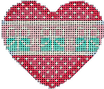 HE-671 Dots/Blue Boxes Mini Heart  2.75x2.5 18 Mesh Associated Talents 