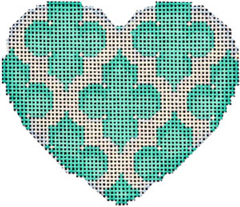 HE-841A Quatrefoil Heart/Aqua  3.5x3  18 Mesh Associated Talents 