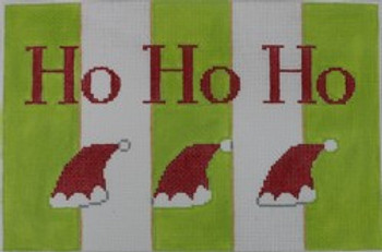 SG28 Ho Ho Ho Hats on Green 6 x 7.5 18 Mesh Kristine Kingston Needlepoint Designs