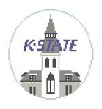 BT735 Kansas State, Anderson Hall 4" diameter 18 Mesh Kathy Schenkel Designs