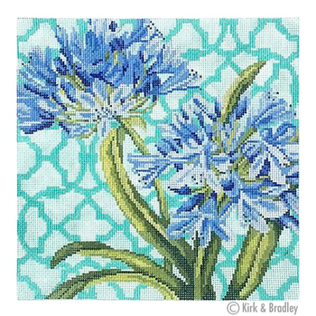 KB 1362 Trellis Square - Agapanthus  10" x 10" 13 Mesh Kirk And Bradley Designs 18 Mesh
