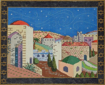 Jerusalem Tallis 13ct 11.5 x 14 13 Mesh Once In A Blue Moon By Sandra Gilmore 14-181 