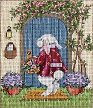 Knock Knock Easter Bunny 8 x 6.75 18 Mesh Once In A Blue Moon By Sandra Gilmore 18-583
