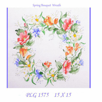 PLG 1575 Spring Bouquet Wreath 15 x 15 on 13 Mesh Deux Amis 