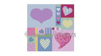 0779 Patchwork Hearts 6" x 6" 18 Mesh Susan Roberts Needlepoint