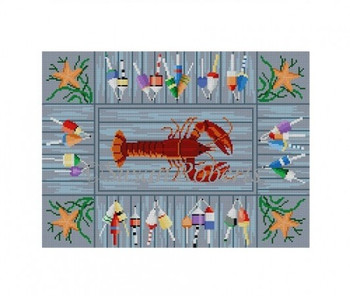 1059 Lobster & Buoys 14.5" x 10.75" 13 Mesh Susan Roberts Needlepoint 