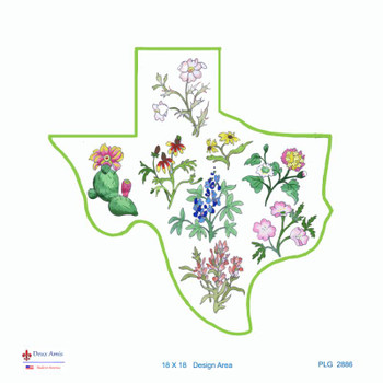 PLG2886 State of Texas Wildflowers Deux Amis 13 Mesh 18 x 18
