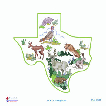 PLG2581 State of Texas Wildlife Deux Amis 13 Mesh 18 x 18