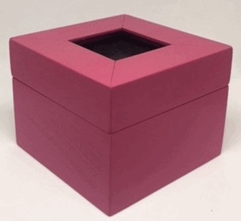 Lime Square Wood Box 1.3" opening Magnetic Closure Beth Gantz Shown In Pink
