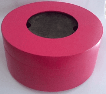 Pink Round Box 2.5" opening Magnetic Closure Beth Gantz Shown In Pink