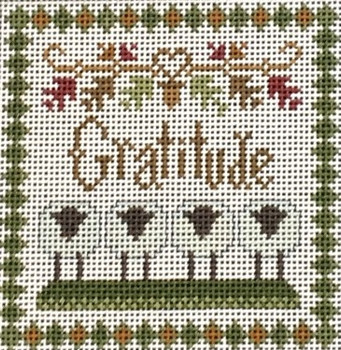 EWE-588	Gratitude©Little House Needleworks  4 7/8 x 4 7/8  13 Mesh Ewe And Eye