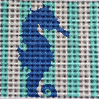 SQ61 Seahorse Stencil/Aqua 8”x8” #14Mesh Two Sisters Designs