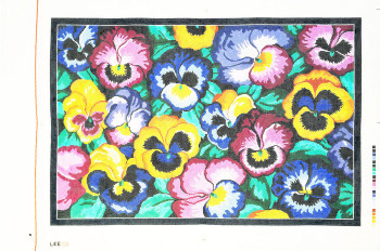 R1019 Lee's Needle Arts Rug, Floral, Pansy Pansy Rug Hand-painted canvas - 12 Mesh 36X24