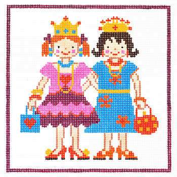 AO1266 Lee's Needle Arts Two Princesses Hand-painted canvas - 13 Mesh 7in. X 7in.