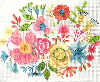 BF82 Lee's Needle Arts Garden Party By Mia Whittemore Handpainted Canvas - 18 Mesh 10.25in x 8.25in