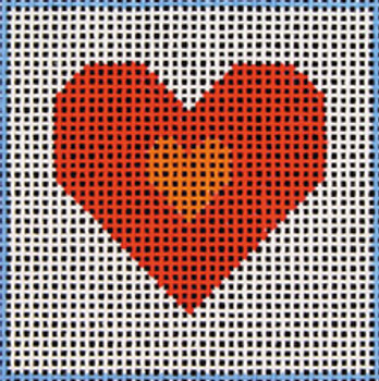 D2 Red & Orange Heart DeElda Needleworks Beginner Needlepoint kit