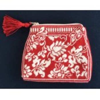 Wg12699 Red Damask CoinPurse 5 X 4 1/4 X 3/4 18ct Whimsy And Grace